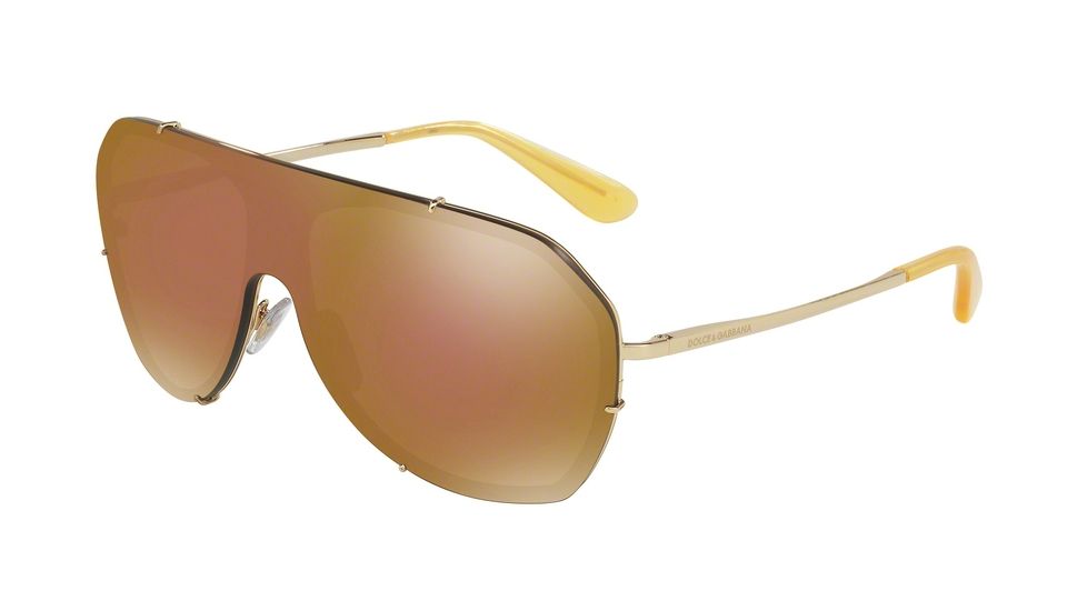 Dolce&amp;Gabbana DG2162 Sunglasses 02/F9-37 - Gold Frame, Brown Mirror Gold Lenses