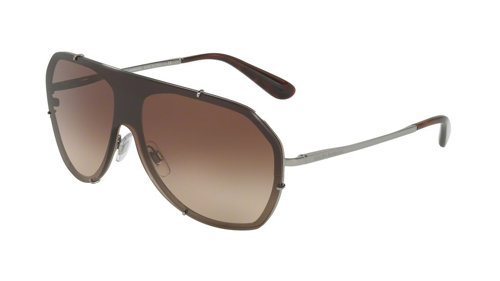 Dolce&amp;Gabbana DG2162 Sunglasses 04/13-37 - Gunmetal Frame, Brown Gradient Lenses