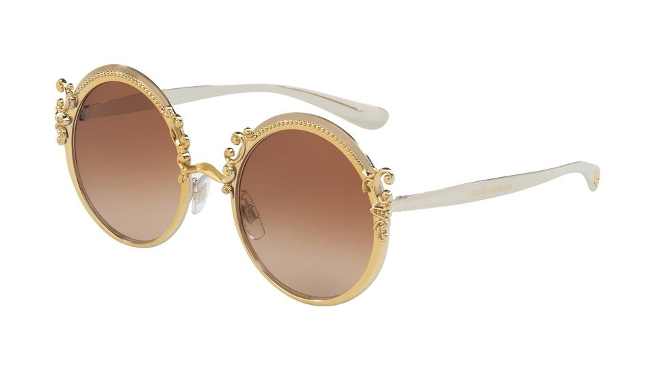 Dolce&amp;Gabbana DG2177 Single Vision Prescription Sunglasses DG2177-02-13-53 - Lens Diameter 53 mm, Frame Color Gold