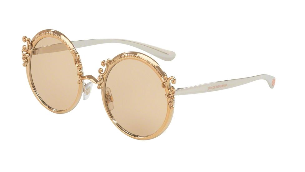 Dolce&amp;Gabbana DG2177 Single Vision Prescription Sunglasses DG2177-129873-53 - Lens Diameter 53 mm, Frame Color Pink Gold
