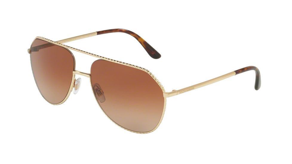 Dolce&amp;Gabbana DG2191 Single Vision Prescription Sunglasses DG2191-02-13-59 - Lens Diameter 59 mm, Frame Color Gold