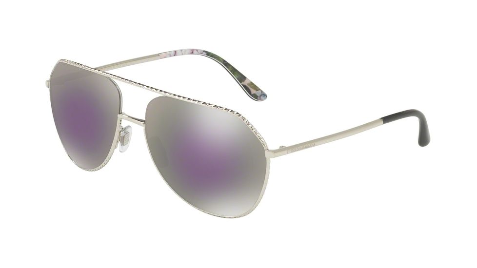 Dolce&amp;Gabbana DG2191 Single Vision Prescription Sunglasses DG2191-05-25-59 - Lens Diameter 59 mm, Frame Color Silver