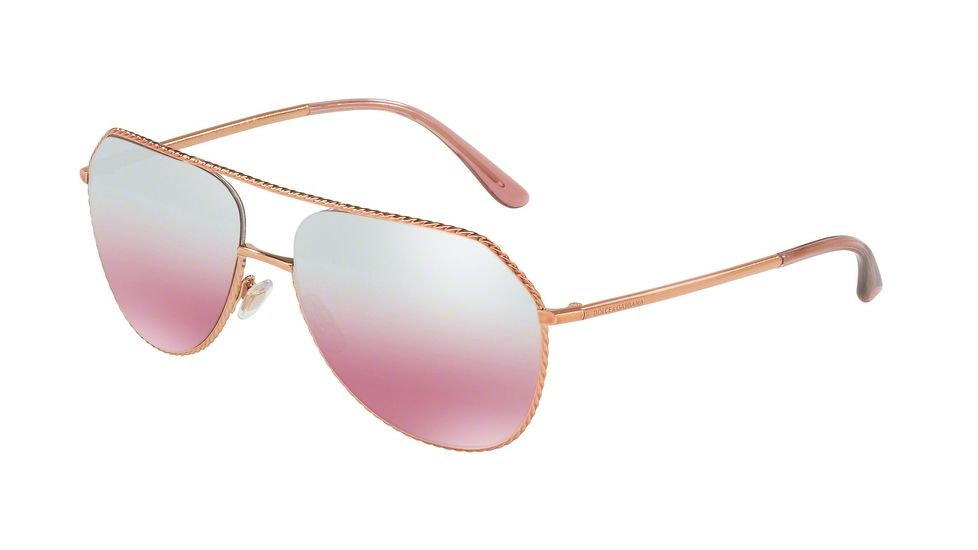 Dolce&amp;Gabbana DG2191 Single Vision Prescription Sunglasses DG2191-12987E-59 - Lens Diameter 59 mm, Frame Color Pink Gold