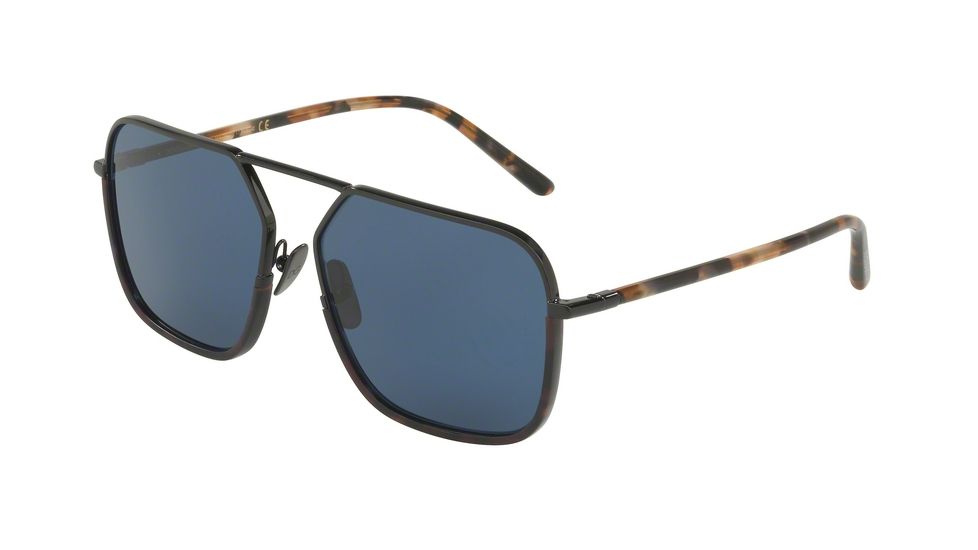 Dolce&amp;Gabbana DG2193J Progressive Prescription Sunglasses, 59mm, Black/blue Havana, DG2193J-01-80-59-PRO
