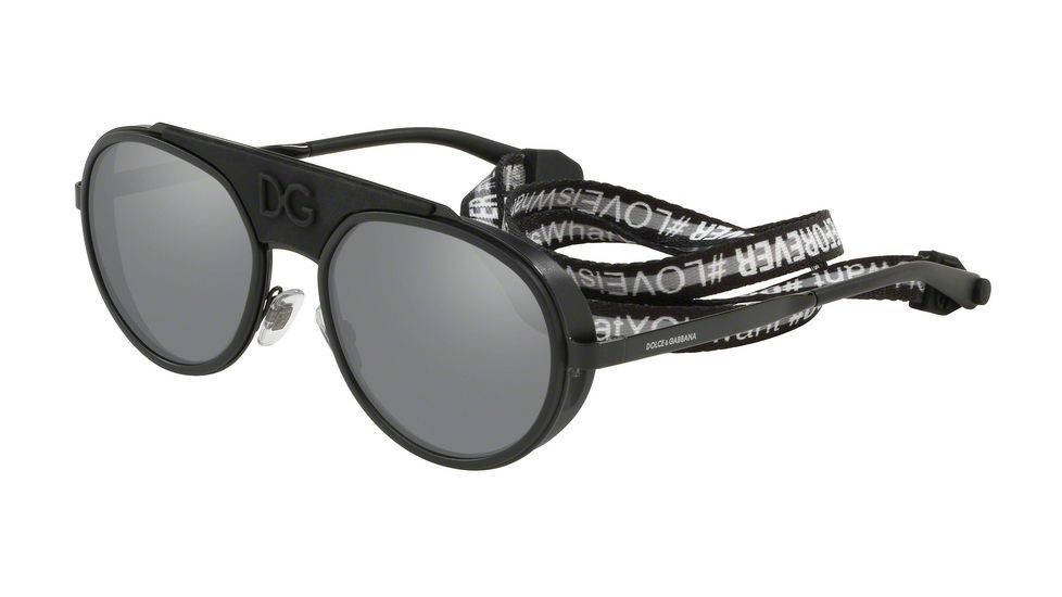 Dolce&amp;Gabbana DG2210 Sunglasses 01/6G-55 - Black / Matte Black Frame, Light Grey Mirror Black Lenses