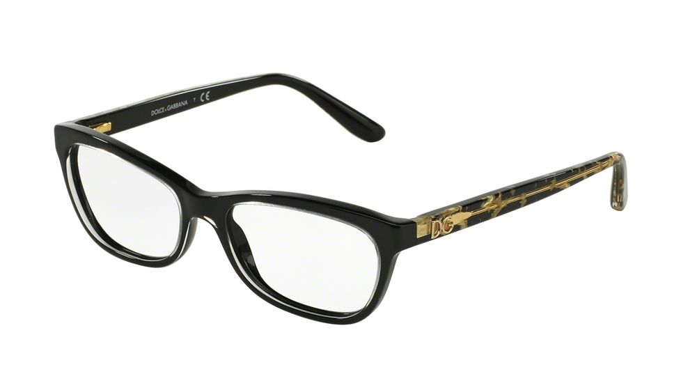 Dolce&amp;Gabbana DG3221 Progressive Prescription Eyeglasses 2917-53 - Crystal On Black Frame