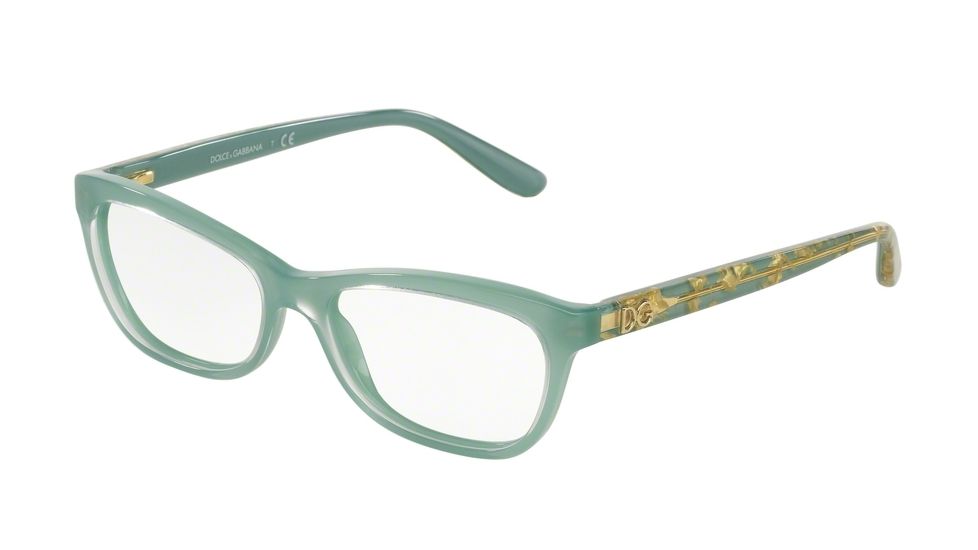 Dolce&amp;Gabbana DG3221 Progressive Prescription Eyeglasses 2920-51 - Crystal On Green Frame