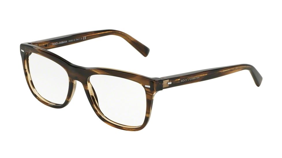 Dolce&amp;Gabbana DG3226 Progressive Prescription Eyeglasses 2925-52 - Striped Tobaco Frame