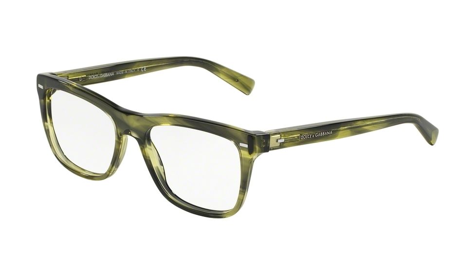 Dolce&amp;Gabbana DG3226 Progressive Prescription Eyeglasses 2926-52 - Striped Olive Green Frame