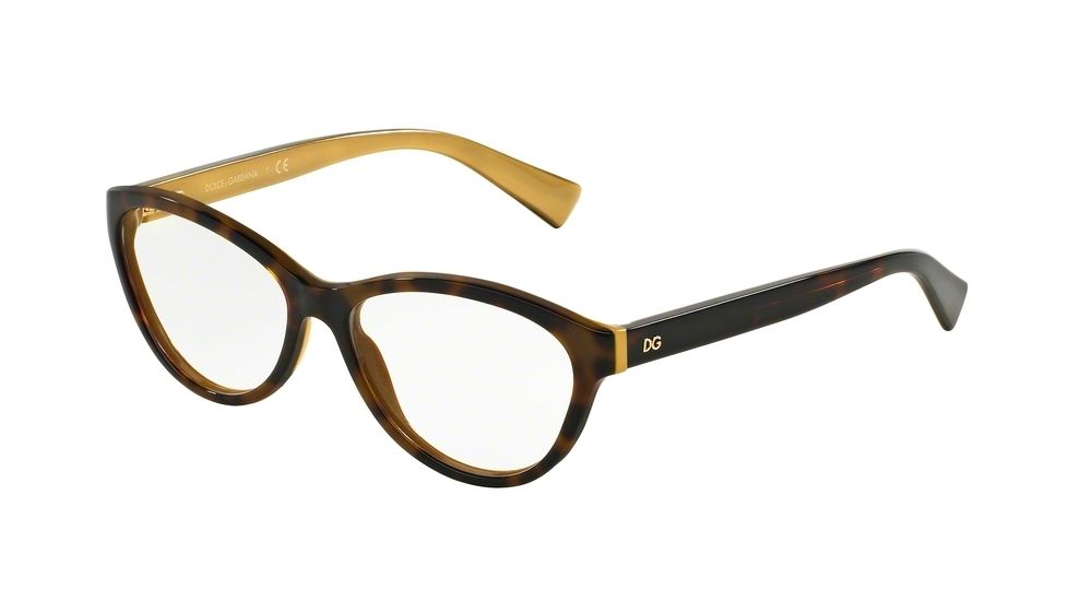 Dolce&amp;Gabbana DG3232 Progressive Prescription Eyeglasses 2956-55 - Top Havana On Gold Frame