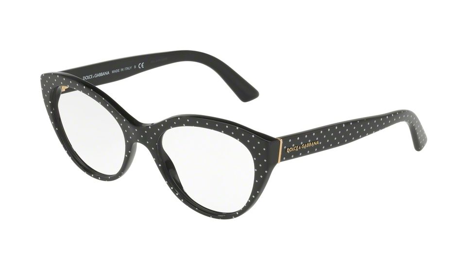 Dolce&amp;Gabbana DG3246F Eyeglass Frames 3126-53 - Pois White On Black Frame