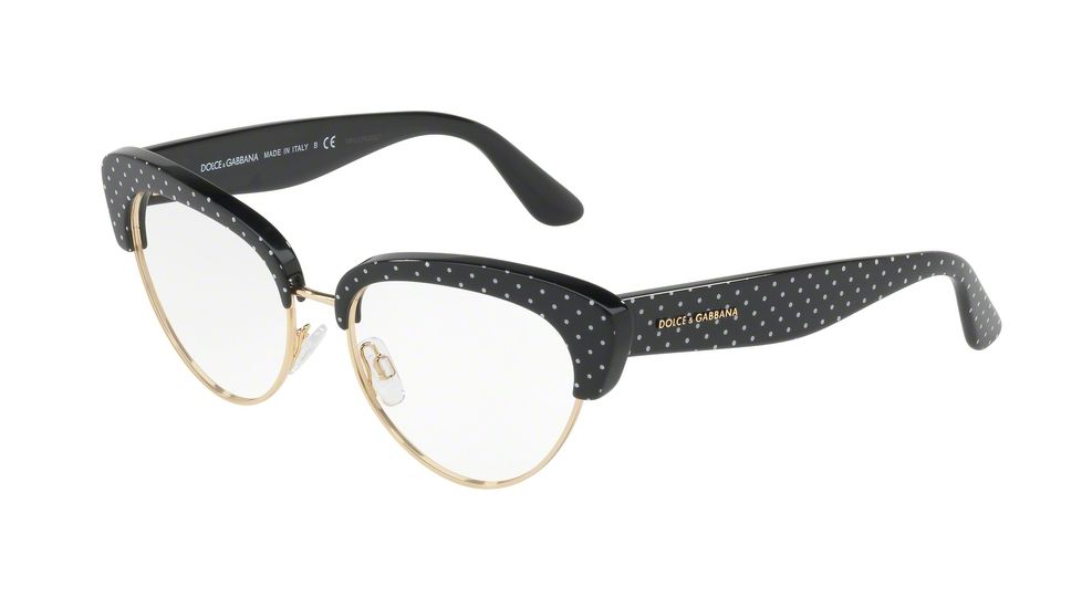 Dolce&amp;Gabbana DG3247 Eyeglass Frames 3126-53 - Pois White Su Black Frame