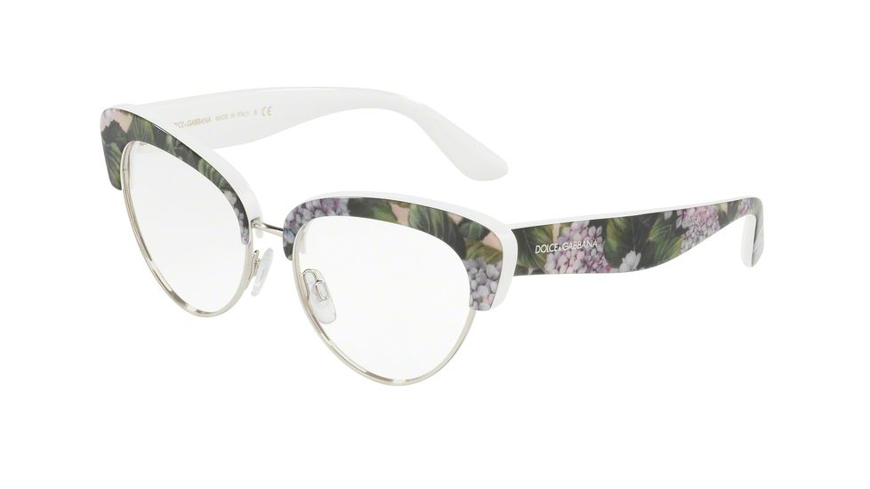 Dolce&amp;Gabbana DG3247 Eyeglass Frames 3149-53 - Print Hydrangea On White Frame
