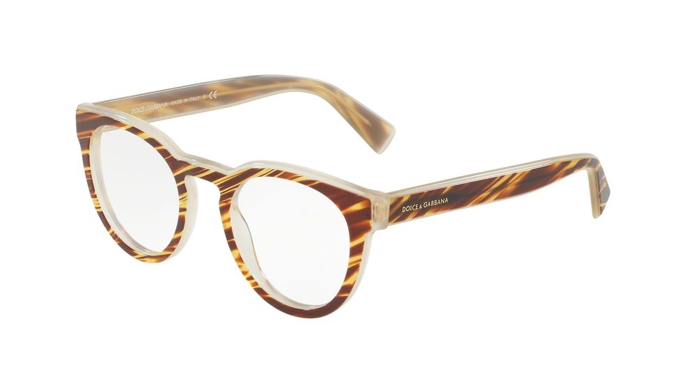 Dolce&amp;Gabbana DG3251F Bifocal Prescription Eyeglasses 3052-51 - Striped Honey Frame