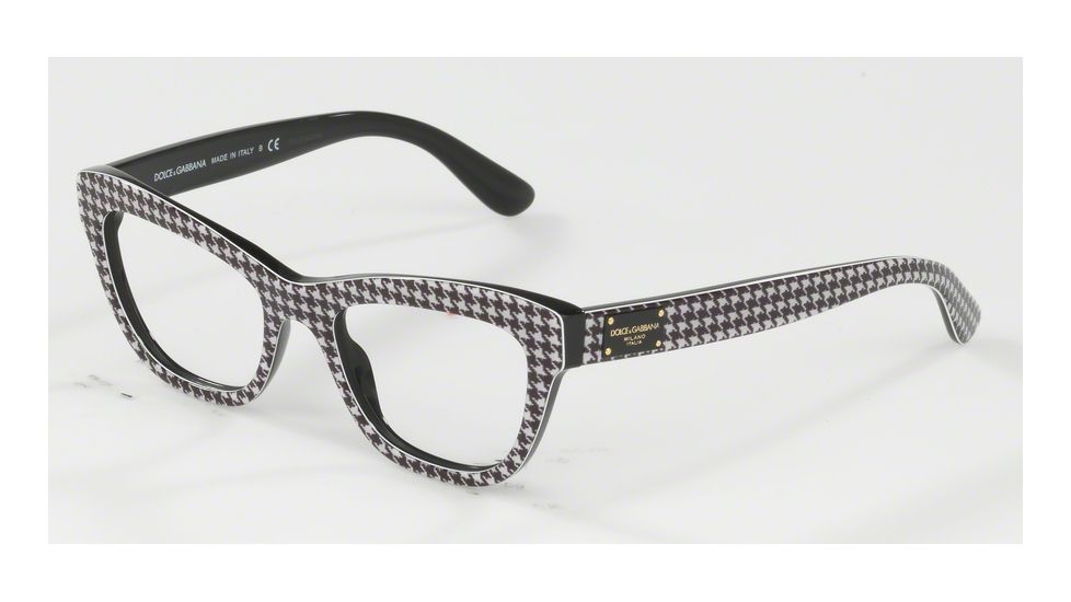 Dolce&amp;Gabbana DG3253F Bifocal Prescription Eyeglasses 3079-51 - Pied De Poule On Black Frame