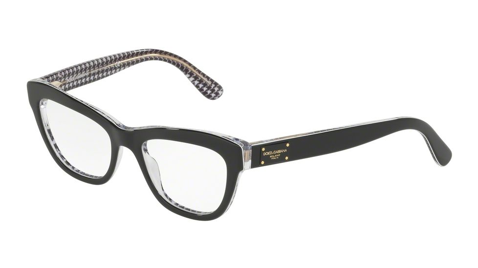 Dolce&amp;Gabbana DG3253F Bifocal Prescription Eyeglasses 3080-51 - Black/print Pied De Poule Frame