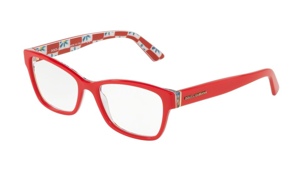Dolce&amp;Gabbana DG3274 Eyeglass Frames 3129-54 - Red On Mambo Print Frame
