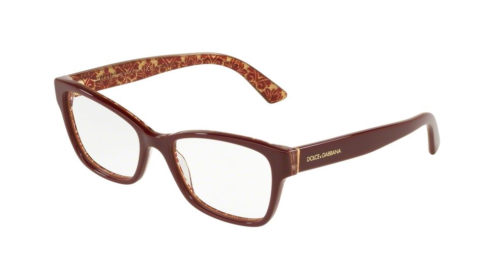 Dolce&amp;Gabbana DG3274 Eyeglass Frames 3205-54 - Bordeaux On Damascus Glitter
