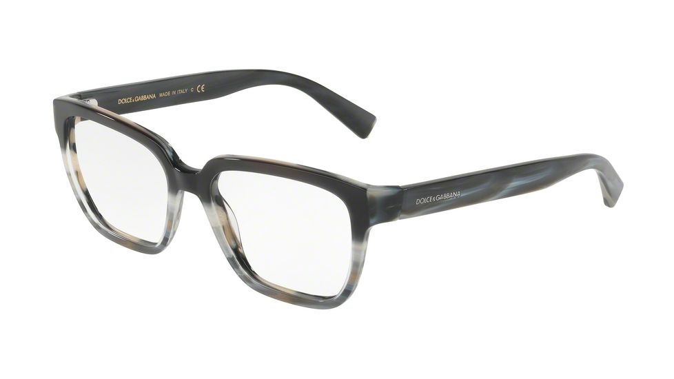 Dolce&amp;Gabbana DG3282 Single Vision Prescription Eyeglasses 3157-52 - Black Gredient Blue Horn Frame