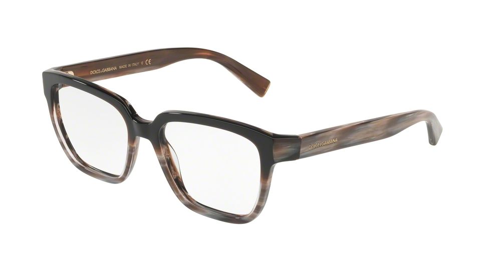Dolce&amp;Gabbana DG3282 Single Vision Prescription Eyeglasses 3158-52 - Brown Gradient Brown Horn Frame