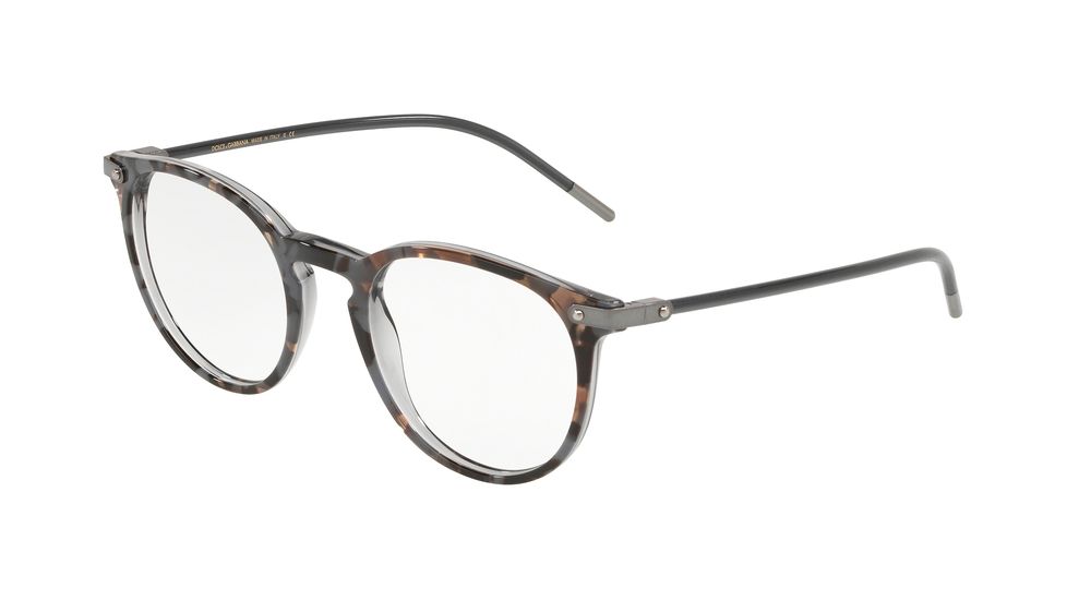 Dolce&amp;Gabbana DG3303F Prescription Eyeglasses, 52mm, Top Grey Havana On Grey Tr, DG3303F-3183-52-SV