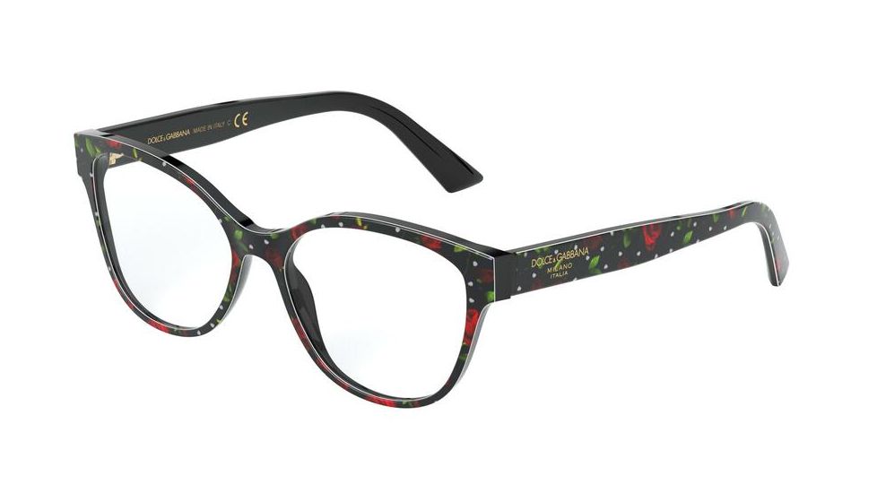 Dolce&amp;Gabbana DG3322 Eyeglass Frames 3229-52 - Print Roses/Hearts