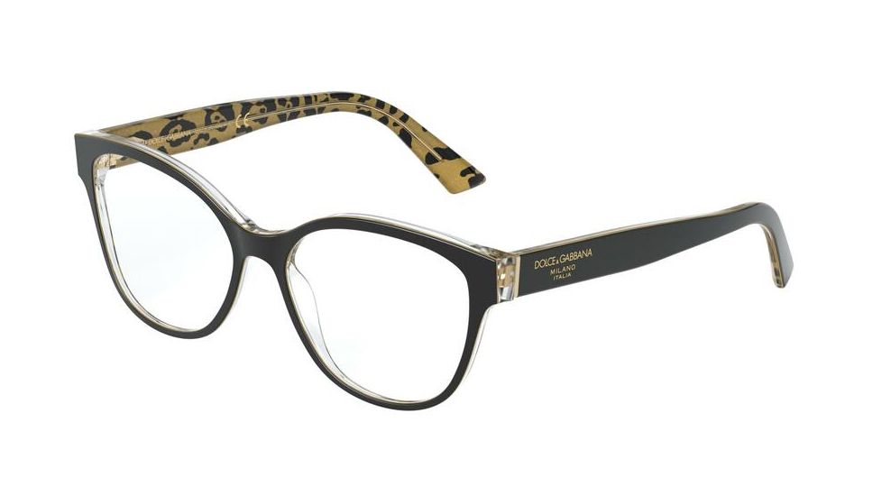 Dolce&amp;Gabbana DG3322 Eyeglass Frames 3235-52 - Black On Leo Glitter Gold