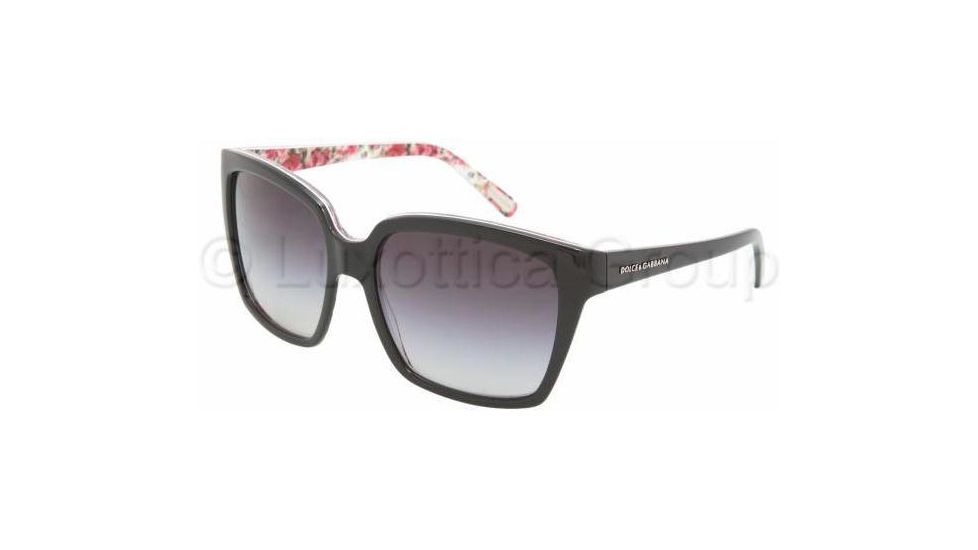 Dolce &amp; Gabbana DG4077M Sunglasses 17918G-5817 - Ext Black/Int Flower Gray Gradient