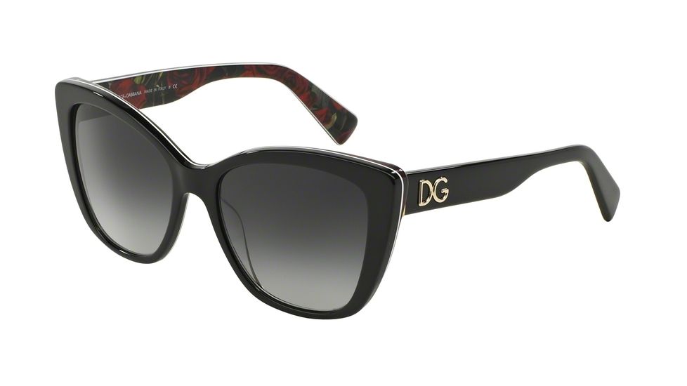 Dolce&amp;Gabbana DG4216 Bifocal Prescription Sunglasses DG4216-29408G-55 - Lens Diameter 55 mm, Frame Color Black On Printing Roses