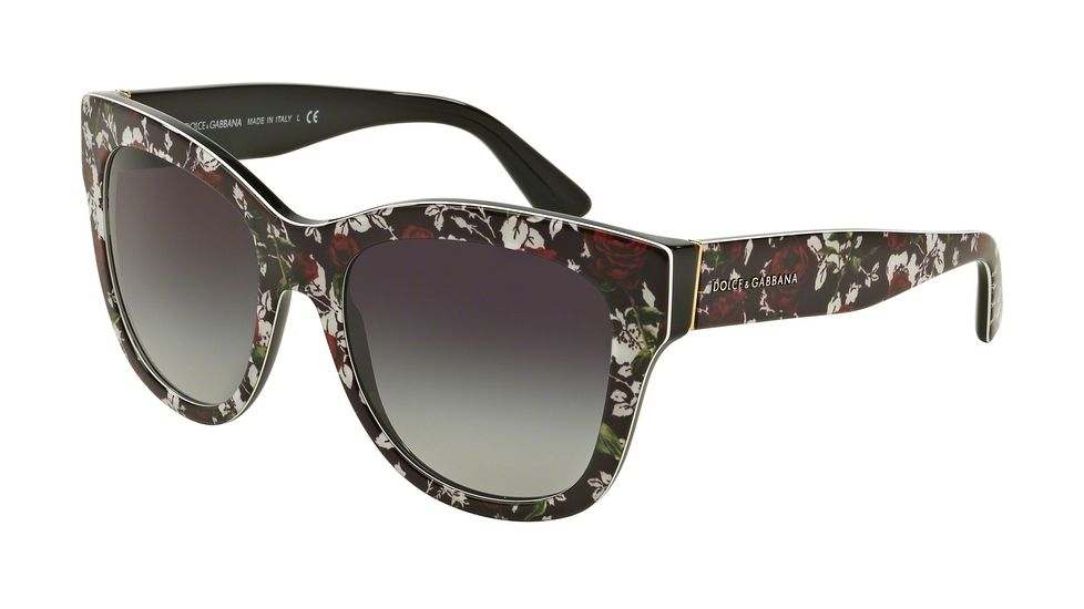 Dolce&amp;Gabbana DG4270F Single Vision Prescription Sunglasses DG4270F-30198G-55 - Lens Diameter 55 mm, Frame Color Top Print Rose/black
