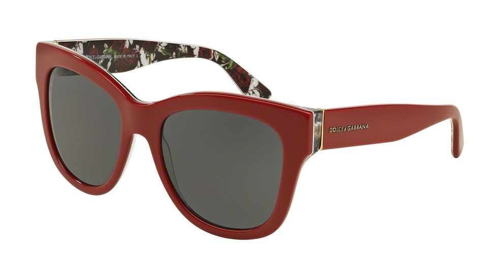 Dolce&amp;Gabbana DG4270F Single Vision Prescription Sunglasses DG4270F-302087-55 - Lens Diameter 55 mm, Frame Color Top Red/print Rose