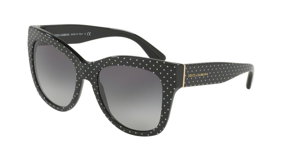 Dolce&amp;Gabbana DG4270F Single Vision Prescription Sunglasses DG4270F-31268G-55 - Lens Diameter 55 mm, Frame Color Pois White On Black