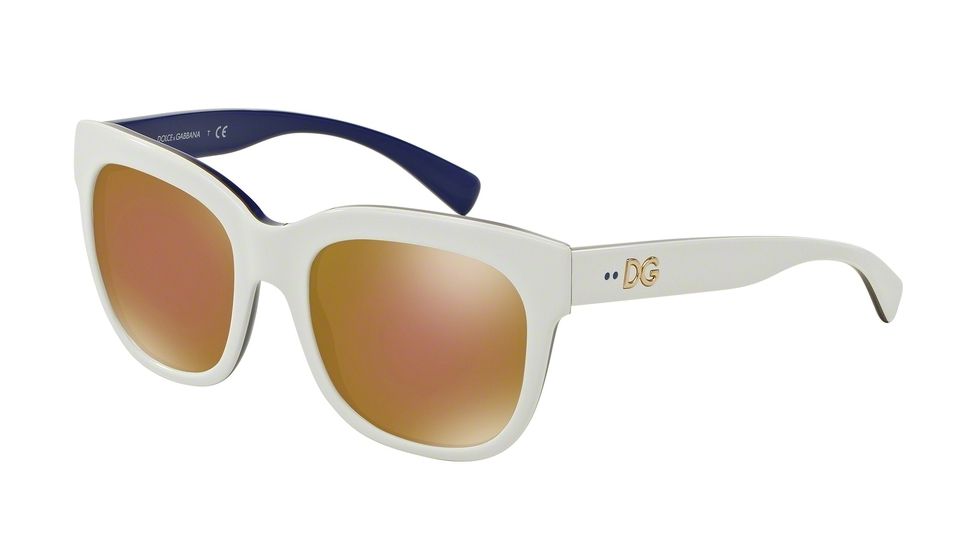 Dolce&amp;Gabbana DG4272 Progressive Prescription Sunglasses DG4272-3005F9-53 - Lens Diameter 53 mm, Frame Color Top White/gold/blue