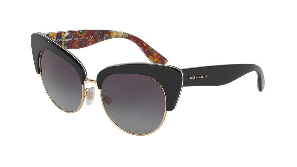 Dolce&amp;Gabbana DG4277 Sunglasses 30338G-52 - Top Black/handcart Frame, Grey Gradient Lenses