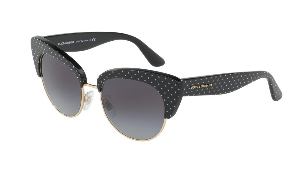 Dolce&amp;Gabbana DG4277 Sunglasses 31268G-52 - Pois White On Black Frame, Grey Gradient Lenses