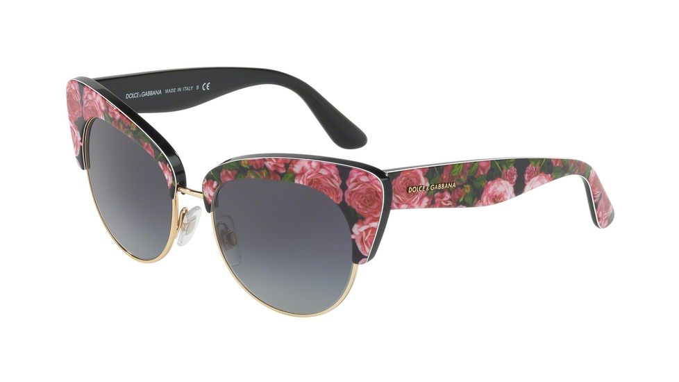 Dolce&amp;Gabbana DG4277 Sunglasses 31278G-52 - Print Rose On Black Frame, Grey Gradient Lenses