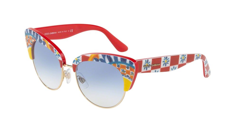 Dolce&amp;Gabbana DG4277 Sunglasses 312819-52 - Print Mambo On Red Frame, Blue Gradient Lenses