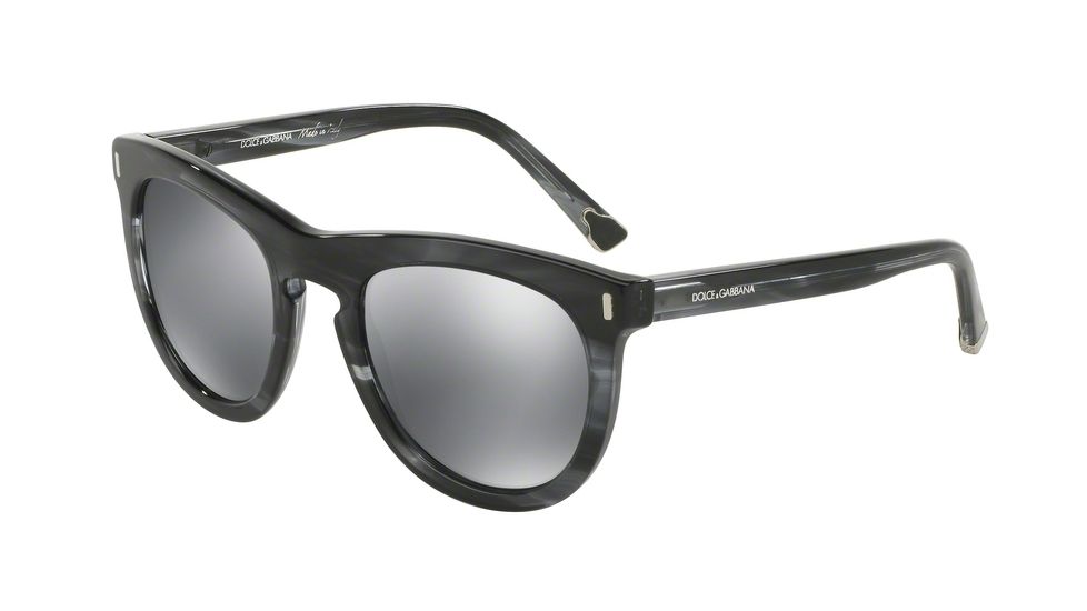 Dolce&amp;Gabbana DG4281 Sunglasses 29246G-52 - Striped Anthracite Frame, Grey Mirror Black Lenses