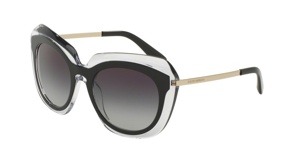 Dolce&amp;Gabbana DG4282 Single Vision Prescription Sunglasses DG4282-675-8G-54 - Lens Diameter 54 mm, Frame Color Top Black On Transparent
