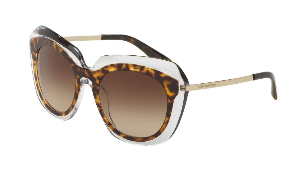 Dolce&amp;Gabbana DG4282 Single Vision Prescription Sunglasses DG4282-757-13-54 - Lens Diameter 54 mm, Frame Color Havana On Transparent