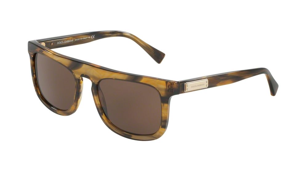 Dolce&amp;Gabbana DG4288 Single Vision Prescription Sunglasses DG4288-306373-53 - Lens Diameter 53 mm, Frame Color Striped Brown