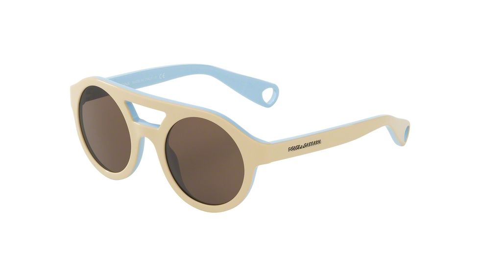 Dolce&amp;Gabbana DG4298 Progressive Prescription Sunglasses DG4298-310273-42 - Lens Diameter 42 mm, Frame Color Beige On Azure Rubber