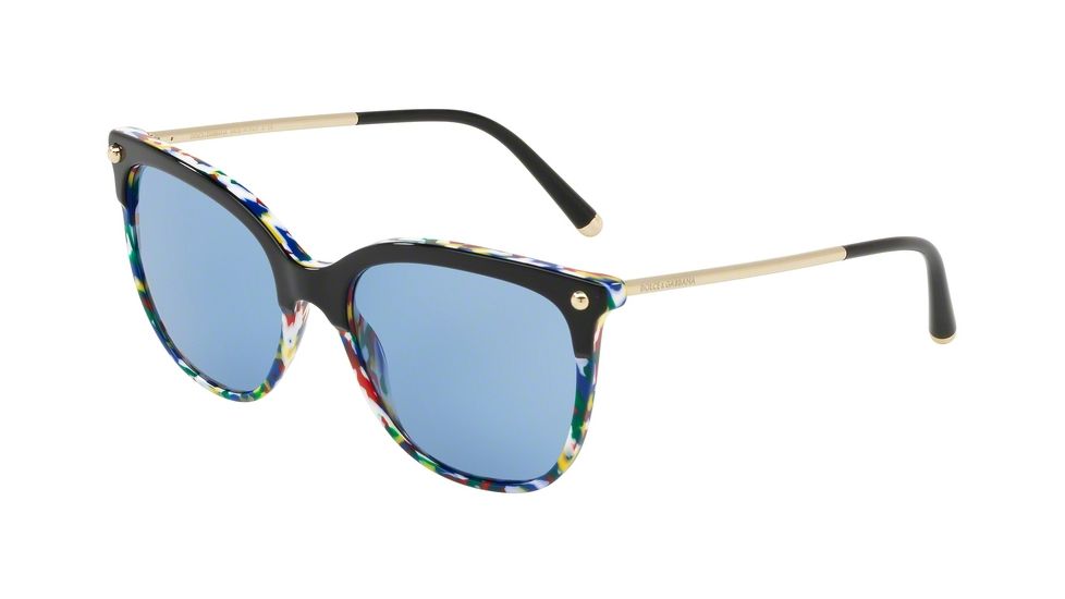 Dolce&amp;Gabbana DG4333 Sunglasses 318172-55 - Top Black On Memphis Frame, Light Blue Lenses