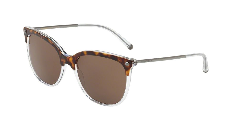 Dolce&amp;Gabbana DG4333 Sunglasses 757/73-55 - Top Havana On Crystal Frame, Brown Lenses