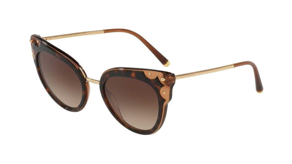 Dolce&amp;Gabbana DG4340 Progressive Prescription Sunglasses DG4340-318513-51 - Lens Diameter 51 mm, Frame Color Top Havana On Transp Brown