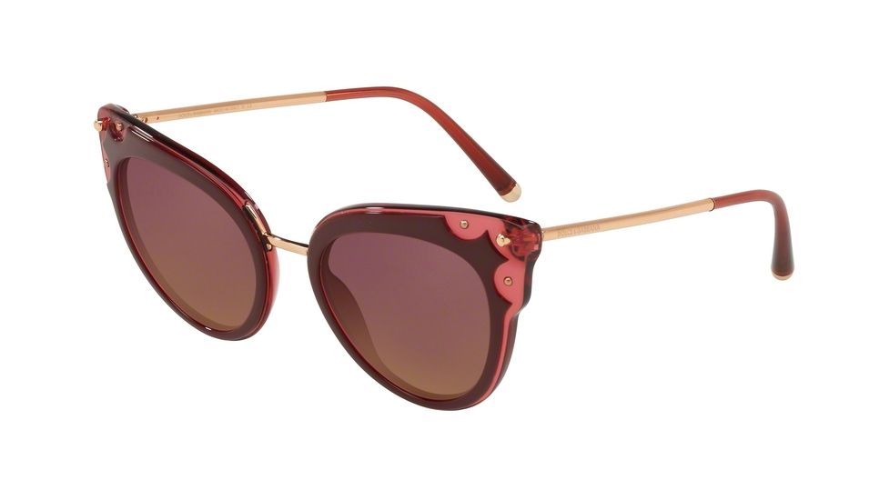 Dolce&amp;Gabbana DG4340 Progressive Prescription Sunglasses, 51mm, Top Bordx On Dark Pink Transp, DG4340-3190D0-51-PRO