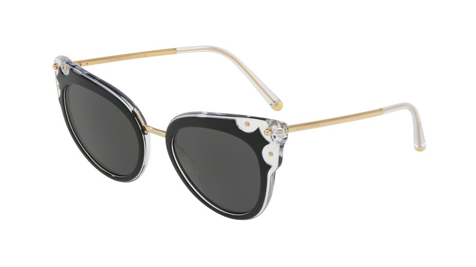 Dolce&amp;Gabbana DG4340 Progressive Prescription Sunglasses, 51mm, Top Black On Crystal, DG4340-675-87-51-PRO