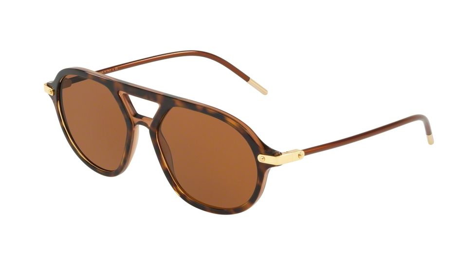 Dolce&amp;Gabbana DG4343F Progressive Prescription Sunglasses, 54mm, Top Havana On Transp Brown, DG4343F-318573-54-PRO