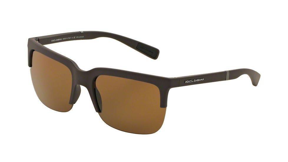 Dolce&amp;Gabbana DG6097 Sunglasses 301683-58 - Brown Rubber Frame, Polar Brown Lenses