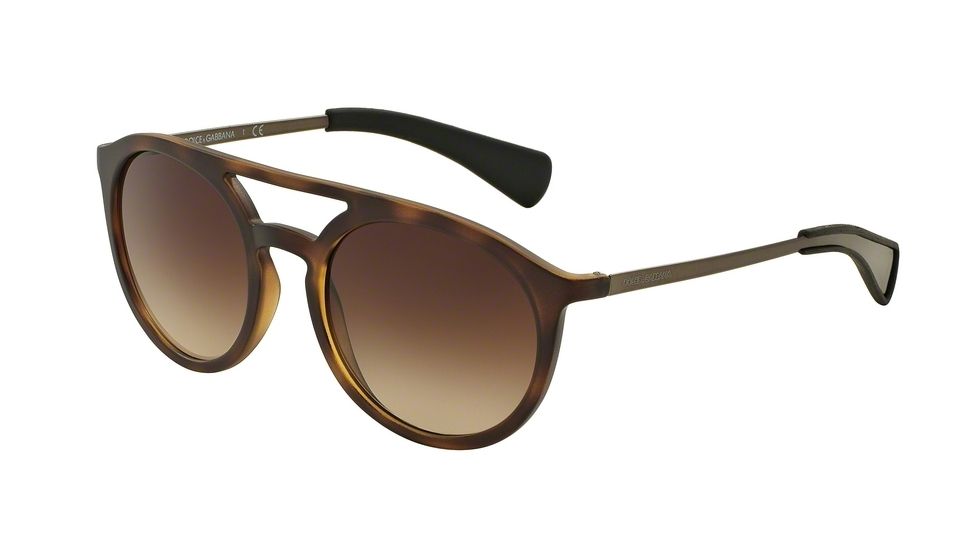Dolce&amp;Gabbana DG6101 Sunglasses 302813-53 - Matte Havana/gunmetal Frame, Brown Gradient Lenses
